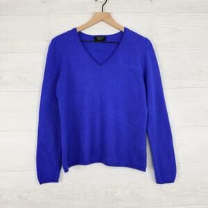 Charter Club Luxury Cashmere Sweater Women Large Blue V Neck Soft Minimalist